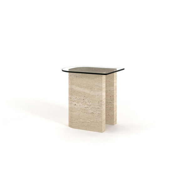 Curve Travertine End Table