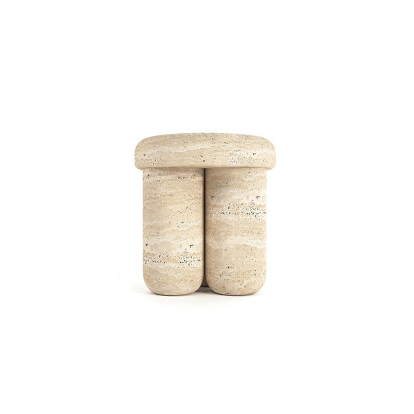 Duo Travertine End Table