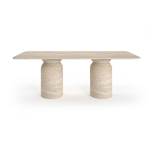 Travertine Dining Table - Rectangular, Amphora Leg