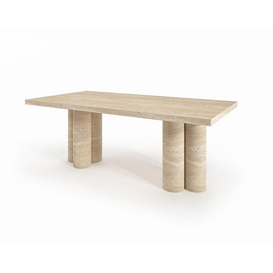 Travertine Dining Table - Rectangular, Cluster Leg