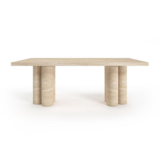 Travertine Dining Table - Rectangular, Cluster Leg