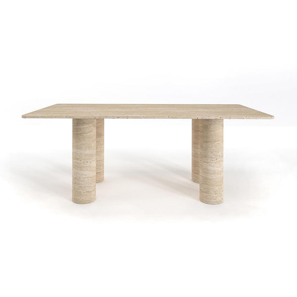 Travertine Dining Table - Rectangular, Cylinder Leg