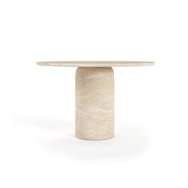 Travertine Dining Table - Round, Cylinder Leg