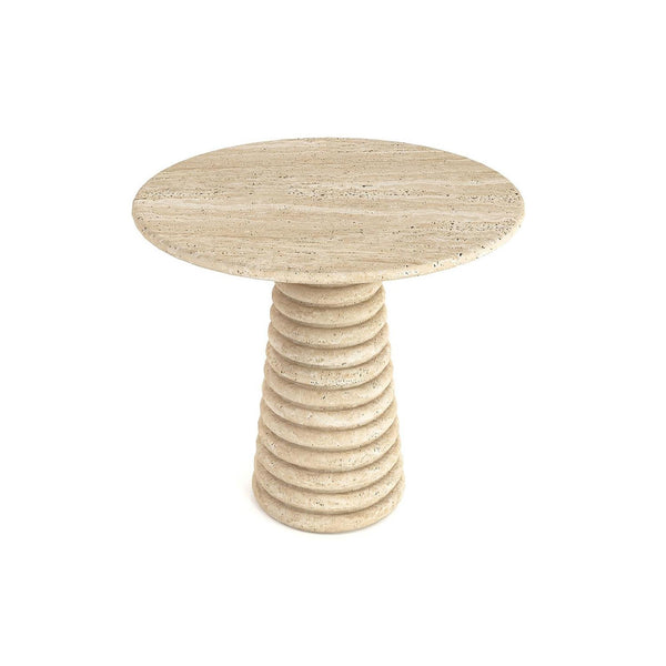 Travertine Dining Table - Round, Honeycomb Leg