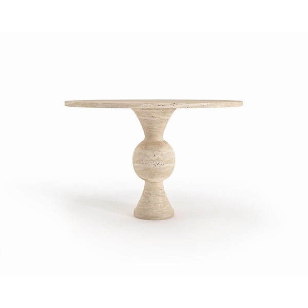 Travertine Dining Table - Round, Hourglass Leg