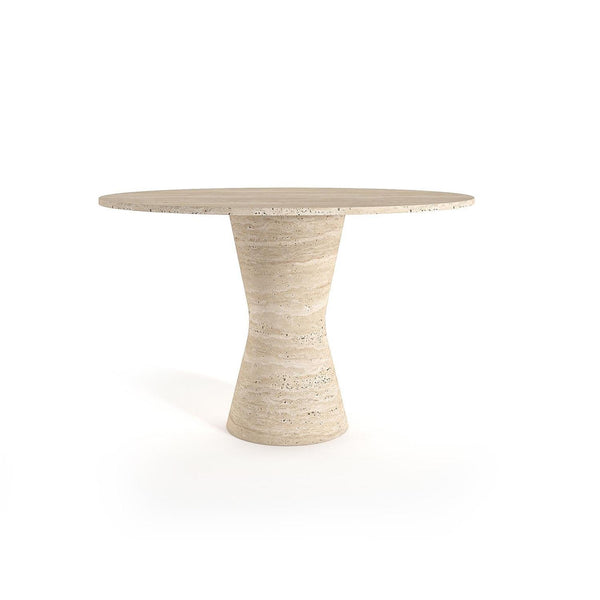 Travertine Dining Table - Round, Vase Leg