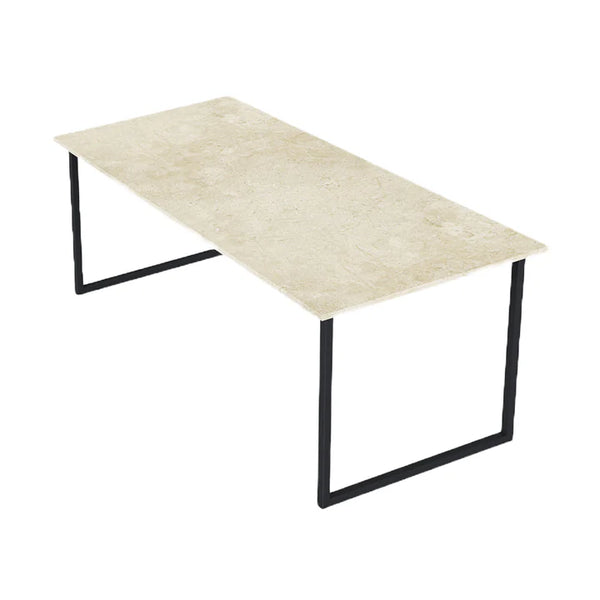 Beige Marble Dining Table - Rectangular, U Frame