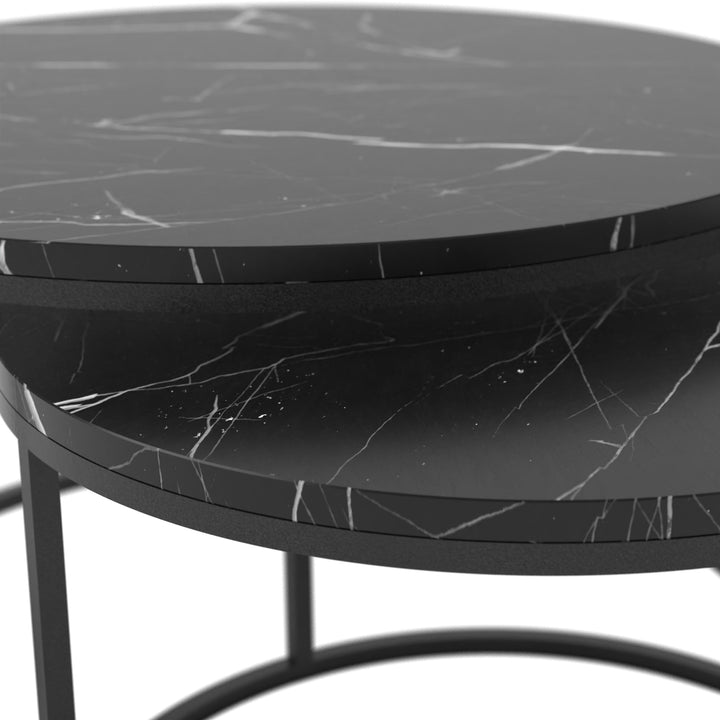 black marble coffee table set of 2