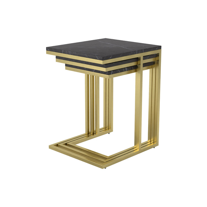 black marble nesting side table 3-piece set