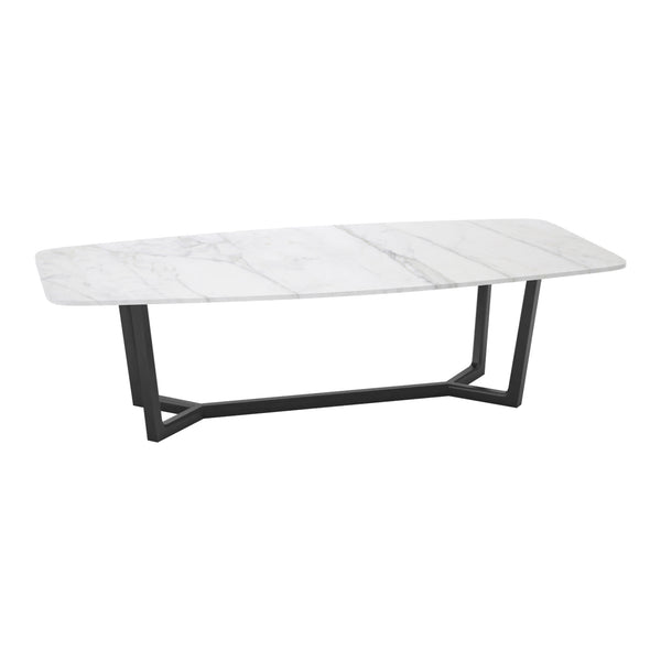 White Marble Dining Table - Danish Oval, Y Frame