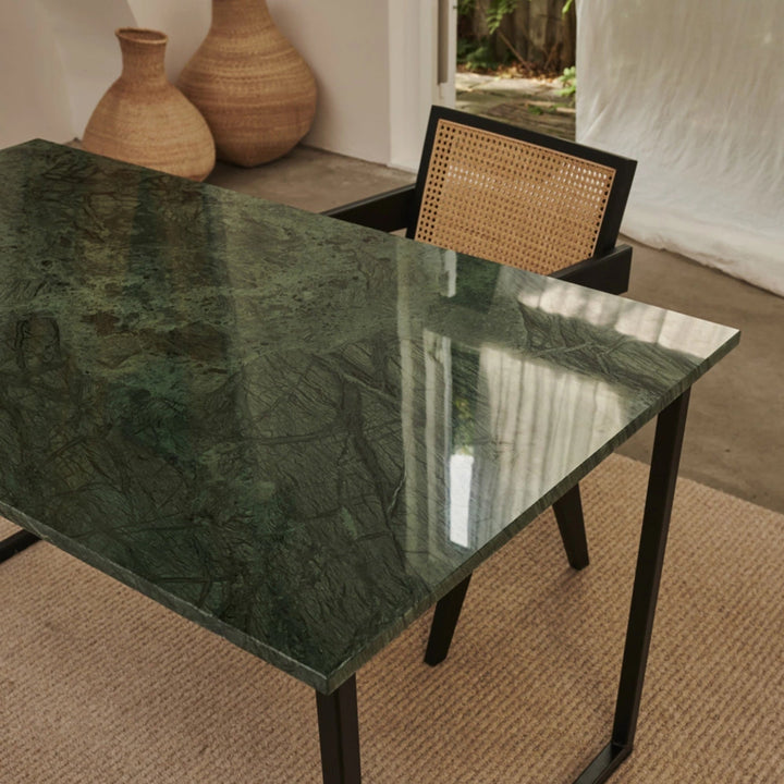 green marble dining table