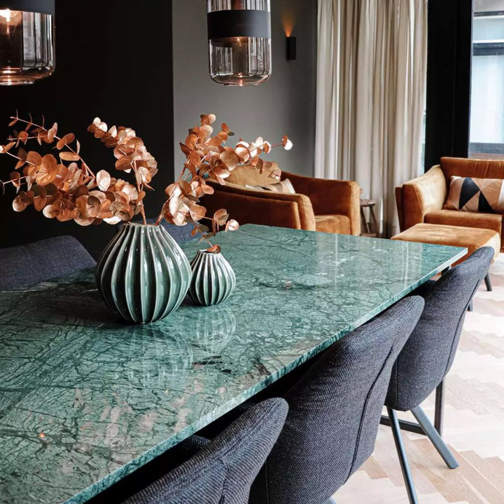 green marble dining table