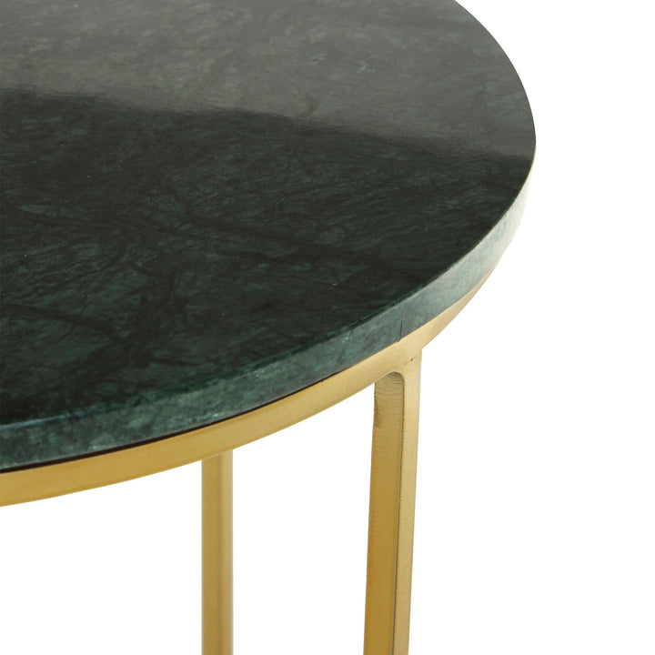 green marble end table