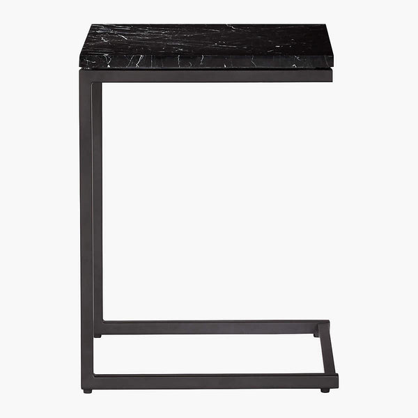 Poppy Black Marble Rectangular End Table - Black Frame