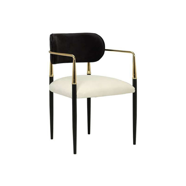 Elnara Metal Chair - Black/Cream Fabric