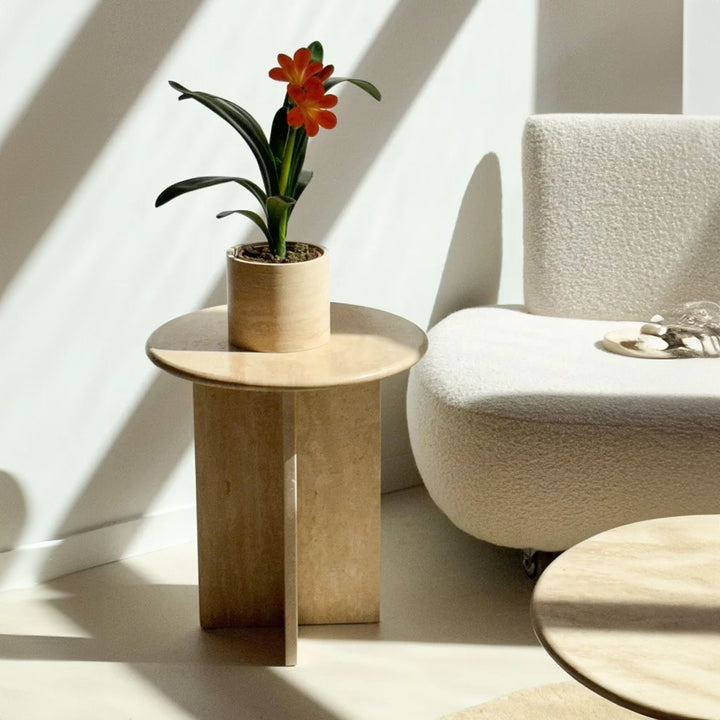 travertine end table