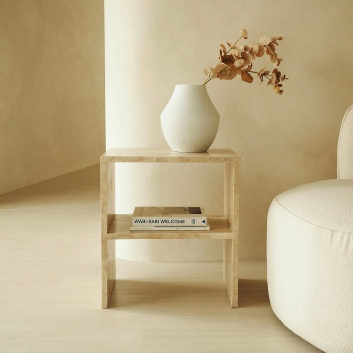 travertine end table