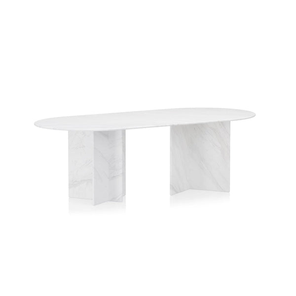 Edel White Marble Dining Table - Round End, Marble Leg