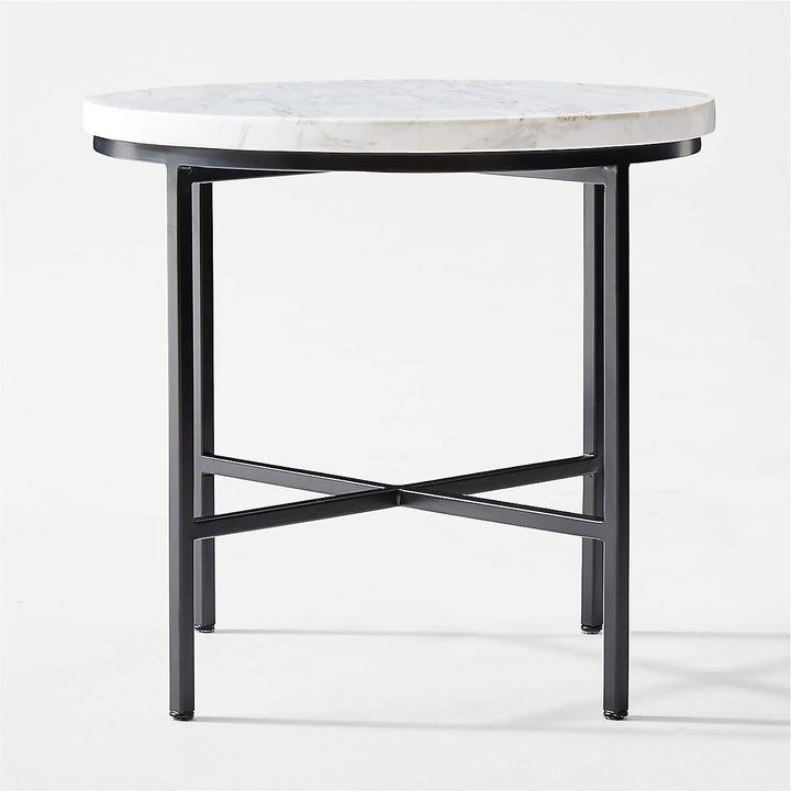 white marble end table