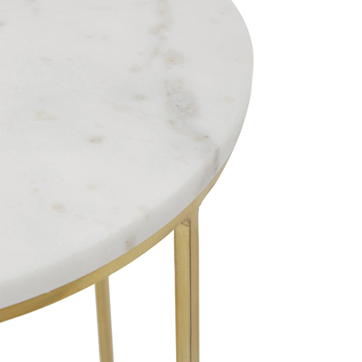 white marble end table