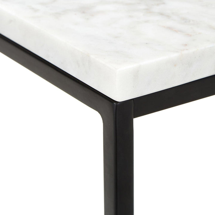 white marble end table